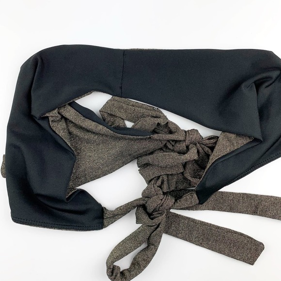 JYork The Label Ellie Bikini Bottom Gold Black Ties Reversible Women’s M - Picture 8 of 9